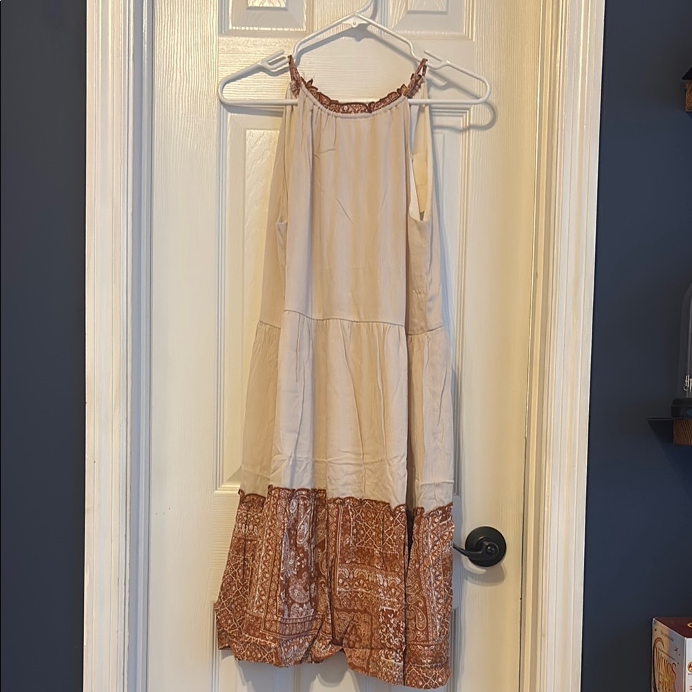 Bohemian Cream and Brown Dress